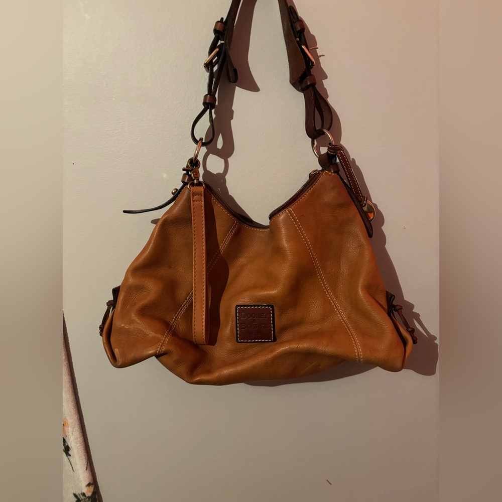 Dooney & Bourke Tan and Brown Leather Shoulder Bag